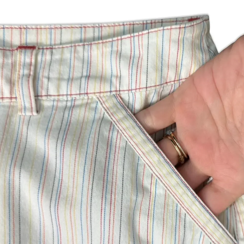 Lacoste White Pink Blue Green Pastel Pinstripe Pencil Mini Skirt size 36 / 4 / S